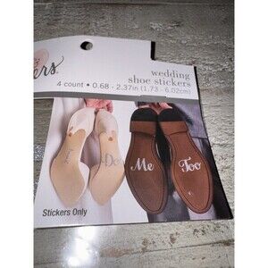 Studio His & Hers Wedding Shoe Stickers Silver Glitter "Me" "Too" 4 Count
